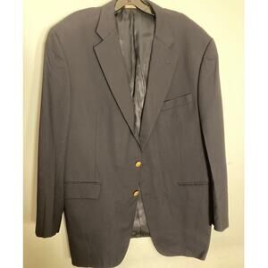 Burberry London Kensington Blazer Jacket Wool Navy Gold Buttons Sz 44 R